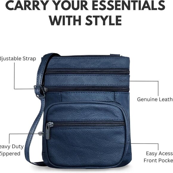 Genuine Leather Cross Body Bags Purse for Women, Purses Women's Shoulder Sling H - Picture 5 of 5